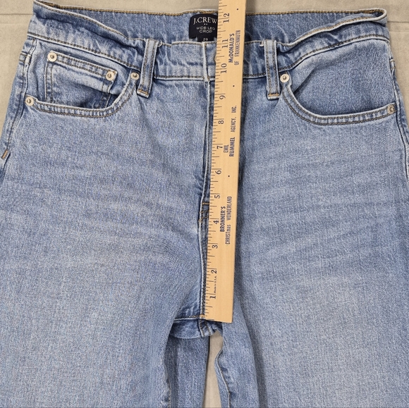 J Crew jeans women's 29 Wide Leg Crop raw hem stretch high rise - Picture 3 of 12